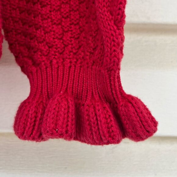 Baby Gap dark red long sleeved knitted 100%cotton sweater,front/wrists ruched 3T - Picture 2 of 10